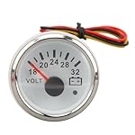 52mm-Voltmeter-GaugeAutomotive-Replacement-Voltmeter-Gauges-18V-32V-White-Dial-Face-Silver-Bezel-Universal-Electrical-Pointer-Voltage-Meter-for-RV-Boat-DC9-32VDisplay-Waterproof-Voltmeter