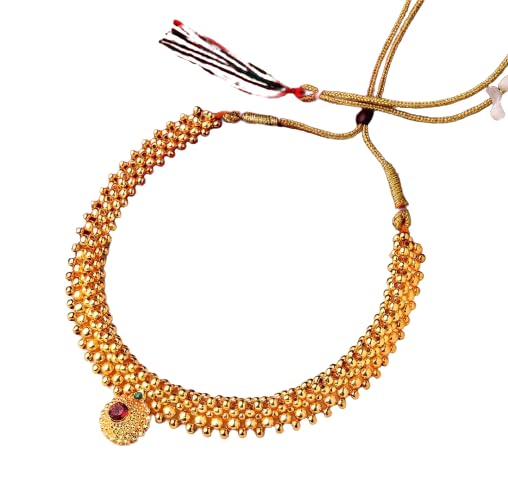 Arti Gold Plated Maharashtrian Kholapuri Marathi Thushi Mala Necklace Jwellery For Girl Women (B0CCDXGD25) Amazon Price History, Amazon Price Tracker