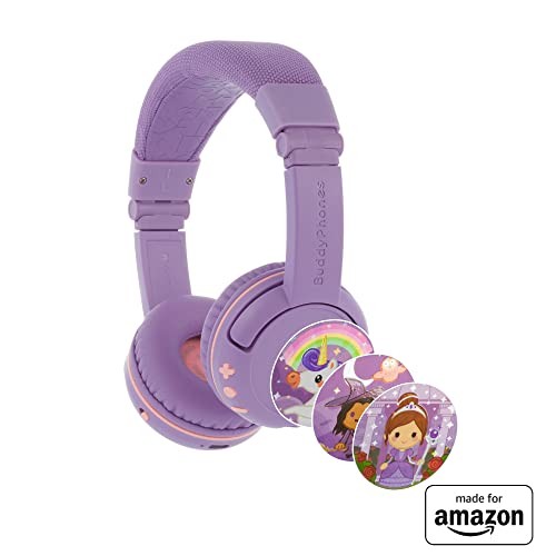 Brandneu und „Made for Amazon“: Bluetooth-Kinderkopfhörer BuddyPhones PlayTime mit Lautstärkebegrenzung (Alter: 3-7 Jahre), Violett