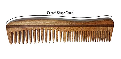 Image of Ekan 100% Natural Handmade Neem Wood Comb For Control Hair Fall And Hair Regrowth For Men And Women Pack Of 1 (Neem wood Comb Model no -9 2D)