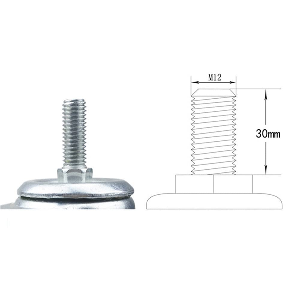XUAN M12 Gewindestift Lenkrollen Schwerlastrollen 75/100/125mm Transportrollen Gummirollen Mit Bremse Pro Rollen Tragkraft 70kg (Color : 4*Brake, Size : 75mm)