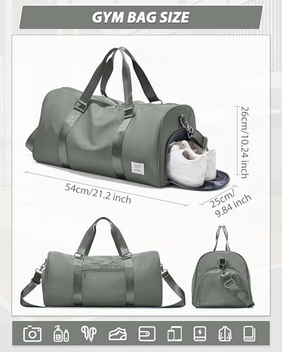 Image of Travel Duffle Bag,Weekender Overnight Bags for Women with Shoes Compartment,Tote Gym Bag Personal Item Carry On Bag for Travel Business Trips Sport Hospital Dance Dark Green