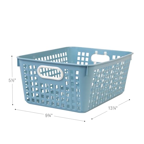 Image of Really Good Stuff Large Plastic Storage Baskets with Handles, Boho Colors | 13.75 inch x 9.75 inch x 5 inch, for Books & Supplies, Organize Classroom & Home
