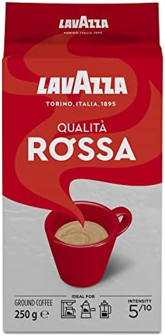 Lavazza Qualità Rossa Ground Coffee, Medium Roast, 250 g Each, 4-Pack