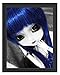 Picati Pullip-Puppe mit blau Haaren im Schattenfugen Bilderrahmen/Format: 38x30 / Kunstdruck auf hochwertigem Galeriekarton/hochwertige Leinwandbild Alternative