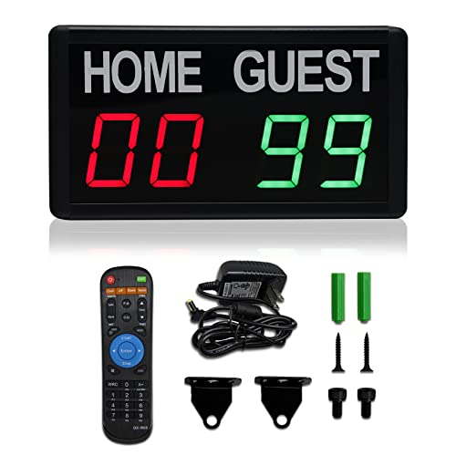 Gan Xin Electronic Scoreboard,Digital Scoreboard With Remote,Portable Led Tabletop Scoreboard For Indoor Games Volleyball/Basketball/Football/Ping Pong/Badminton,Scores 1-99, Score Keeper (Red+Green) #TOP6
