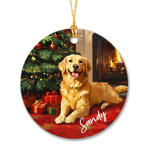 Pet Christmas Ornament, Golden Retriever Dog Breed Ornament with Custom
