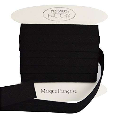 designers-factory Bies de algodón Liso de Bella Calidad - Nueva versión más Amplia - Bies de Costura de algodón -Disponible en más de 20 Colores (por 5 Metros, Negro)