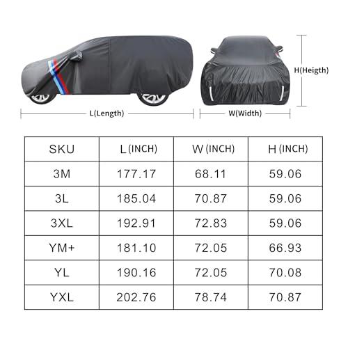 Image of SUV Car Cover for Automobiles All Weather Waterproof,Snowproof UV Protection Windproof Outdoor Full car Cover with Zipper, Universal Fit for SUV Length 200 Inch,Black