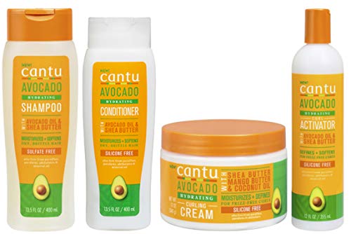 Cantu Avacado Hydrating Cream Shampoo, Conditioner, Curling Cream & Curl Activator Cream (set van 4)