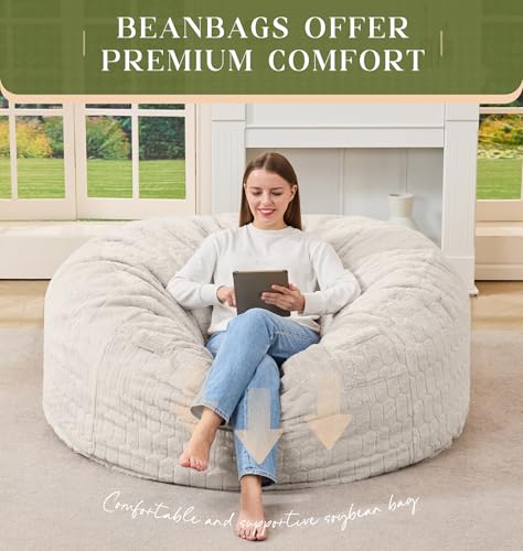 Image of Hobestluk Adults Bean Bag Chair 4FT Big BeanBag Chair Extra Large Oversized