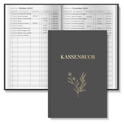 BIROYAL Kassenbuch A5-120 Seiten Haushaltsbuch, Budget Planner & Kassenbücher - Einnahmen Ausgaben Buch - Haushaltsbuch zum Eintragen - Kassenbuch Kleinunternehmer- Ausgaben Tracker Finanzplaner