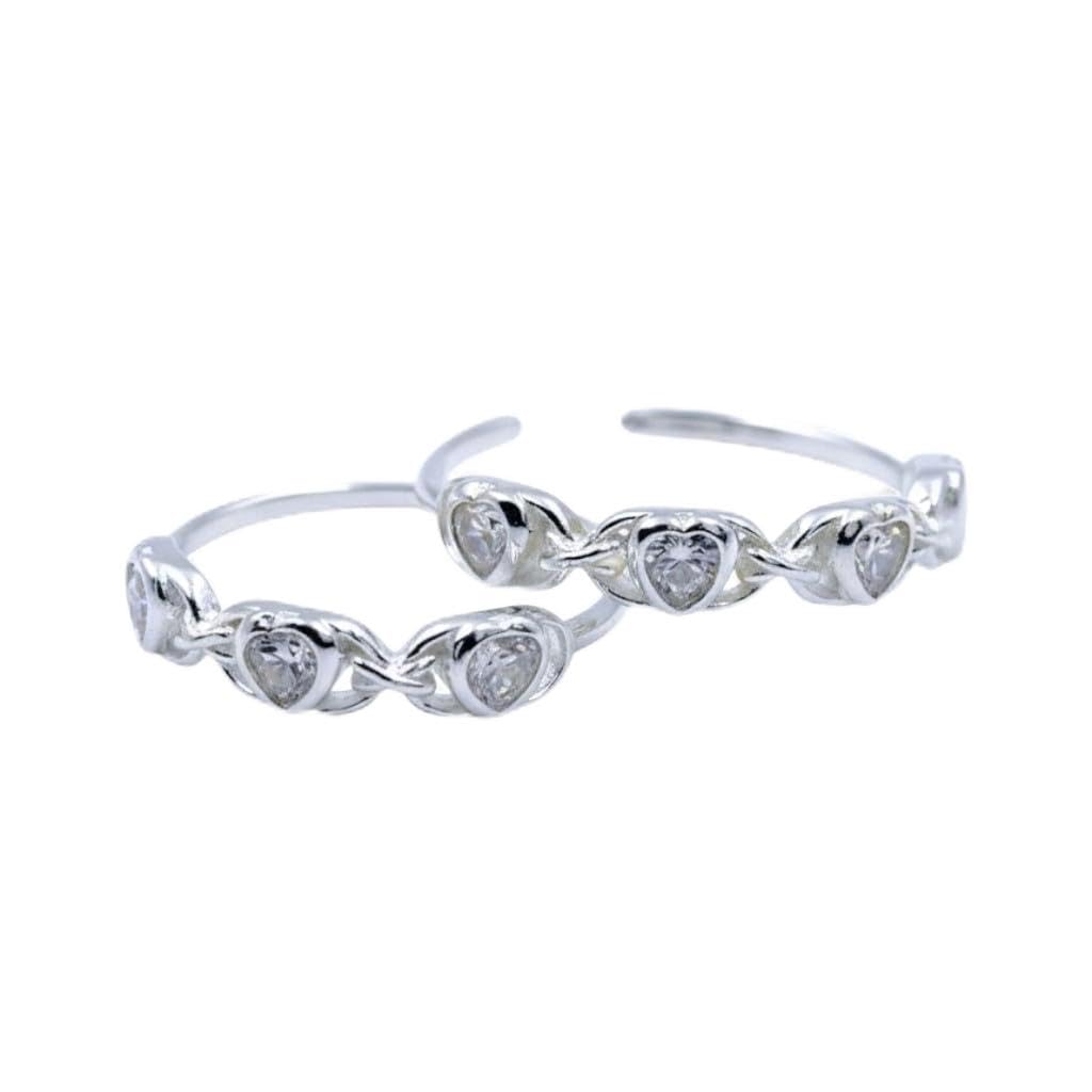 taraash Silver Heart CZ Bezel Setting Toe Rings for Women – 925 Sterling Silver Adjustable Toe Ring, Elegant Gift for Special Occasions-picture-33