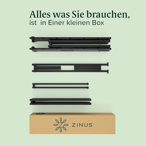 Zinus Caleb Bett 90x200 cm - Höhe 36 cm mit Stauraum unter dem Bett - Metall-Plattformbettrahmen - Klappbarer Bettrahmen - Schwarz