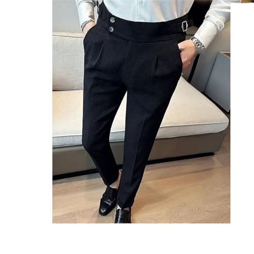 Men Business High Waisted Straight Leg Slim Fit Casual Pants Solid Color Suit Pants3
