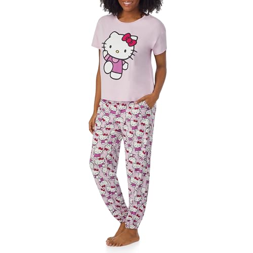 Image of Richard Leeds International Womens 2 Piece PJs Set - Disney | Hello Kitty | Snoopy - Short Sleeve Top & Jogger Lounge Sets