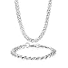 Potok 8 mm Stainless Steel Beveled Cuban Curb Link Italian Chain Mens Necklace Bracelet Set