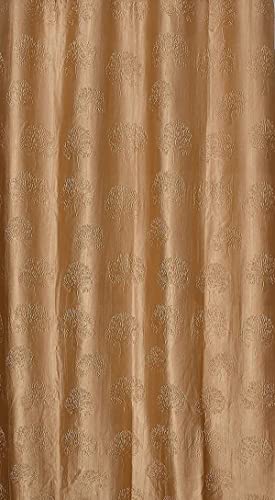 Image of Polyester Premium Tree Design Punching Screen for Home Office | Room Darkening Long Door Curtains 9 Feet Long Set of 4 | Modern Parde for Living Room and Bedroom | Golden Curtains