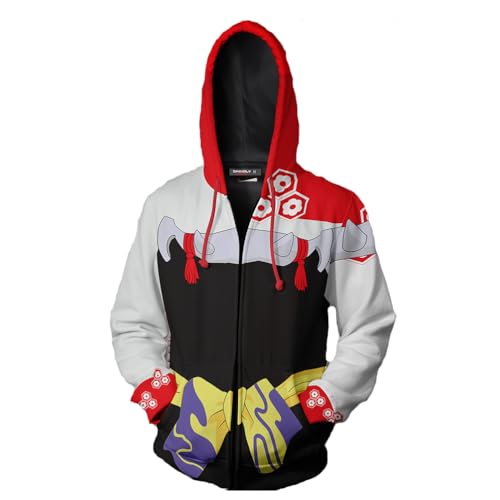 RocailleCos Inuyasha Sesshomaru Cosplay Hoodie Sweatshirt Jacket Costume Zipper Hooded Coat Unisex (multicoloured, XL)