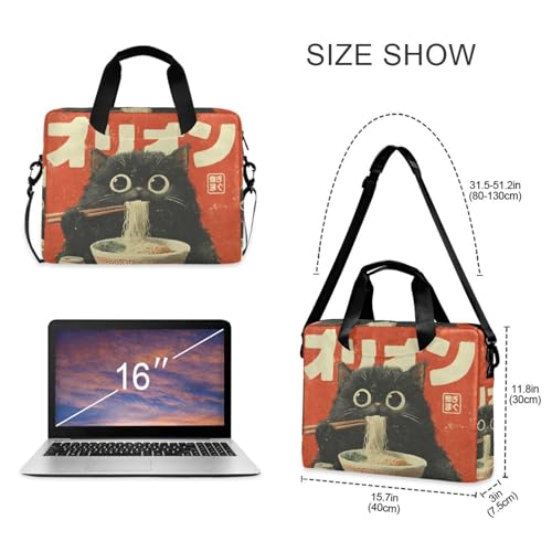 Bolso tipo maletín para laptop con patrón de gato japonés miniatura 5
