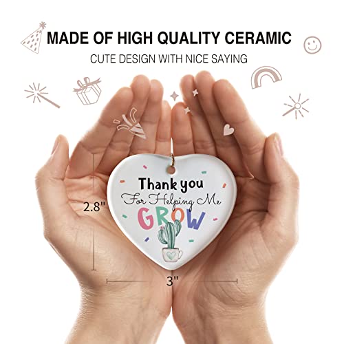 Thank You Gifts,Thank You For Helping Me Grow Ornament,Handmade Heart-Shaped Keepsake Teacher Appreciation Gifts For Mother's Day Christmas Thanksgiving Baby Shower With Gift Box #TOP1