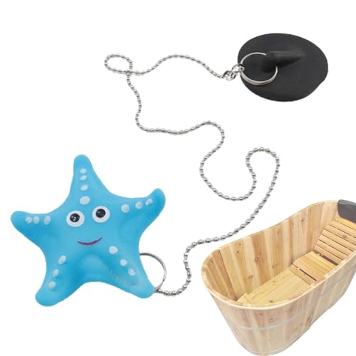 Tapón de drenaje de goma de dibujos animados, universal para baño con cadena para lavabo de bañera, tapón flotante para fregadero de baño, baño de goma para bloqueo de agua, drenaje fácil de usar con