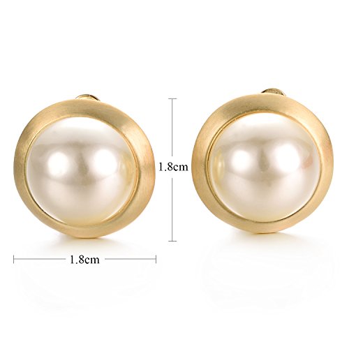Yoursfs Clip On Earrings For Women Faux Ivory Pearl Earring Round 18K Gold Plated Non Pierced Earrings2