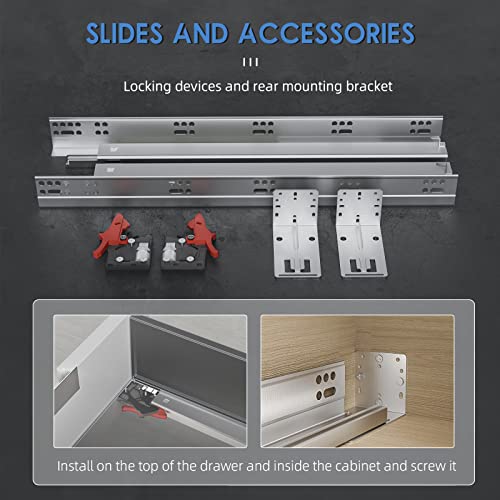 Baidice 1 Pair Undermount Soft Close Drawer Slides 9 12 15 18 21 24 Inch 80 Lb Load Capacity Full Extension Hidden Bottom Mount Rails Locking Devices Concealed Ball Bearing Runners #TOP24