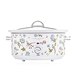 Laura Ashley Slow Cookers 6.5 Litres. Large Capacity Slow Cooker for 8 to 10 People. Energy Efficient Slow-Cooker with 3 Heat Settings. Detachable Ceramic Pot with Tempered Glass Lid - Elveden White