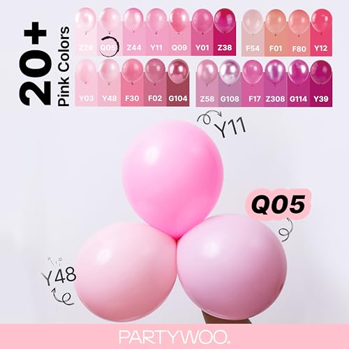 Image of PartyWoo Baby Pink Balloons 155 pcs Different Sizes of 18 12 10 5 Inch Pastel Pale Light Pink Balloons Arch Kit Garland for Baby Shower Gender Reveal Birthday Princess Party Decorations Pink-Q05