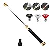Jet Nozzle Power Washer Wand Hose Nozzle, Hydro Jet High Pressure Washer Tools with 3 Different Nozzles, 3-In-1 Power Wand with Hose Quick Connectors for Car Pet Window Washing, Black