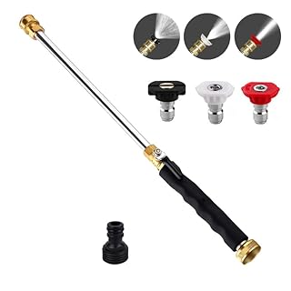 Jet Nozzle Power Washer Wand Hose Nozzle, Hydro Jet High Pressure Washer Tools with 3 Different Nozzles, 3-In-1 Power Wand with Hose Quick Connectors for Car Pet Window Washing, Black