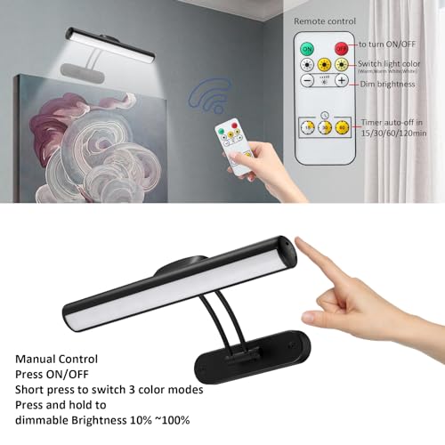 Image of MIOBLUE Wireless Picture Light with Remote, Rechargeable Battery Art Display Light with Remote Control, Dimmable /Timer Off Painting Light, 3 Lighting Modes Full Metal Dartboard Lights (Silver-1Pack)