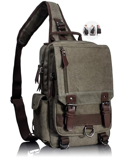 Leaper Retro Canvas Messenger Bag — Fits 10' Tablet, 9 Pockets, Unisex Crossbody Shoulder Sling...