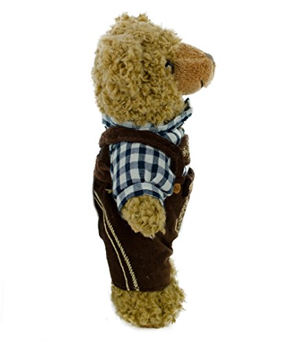 Teddys Rothenburg Trachten-Teddybär, 22cm, stehend, braun/blau, Plüschteddybär mit Lederhose