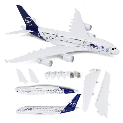 kolotesame Flugzeugmodell im Maßstab 1:280 kompatibel mit Lufthansa Airbus A380 Schnellbausatz aus Kunststoff mit Ständer 25 5 cm lang ideal zum Ausstellen oder Verschenken.
