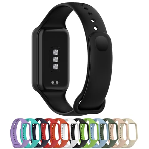 [JUNENTER] �����p�o���h Xiaomi Smart Band 8 Active�Ή��ARedmi 2�Ή� �����p�V���R�����X�g�X�g���b�v �u���X���b�g�o���h �_�炩���ď�v (�u���b�N)