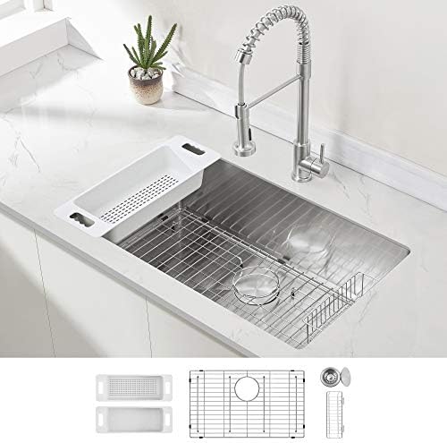 Modena Undermount Kitchen Sink Set, 16-Gauge Stainless Steel (32-Inch Single Bowl)