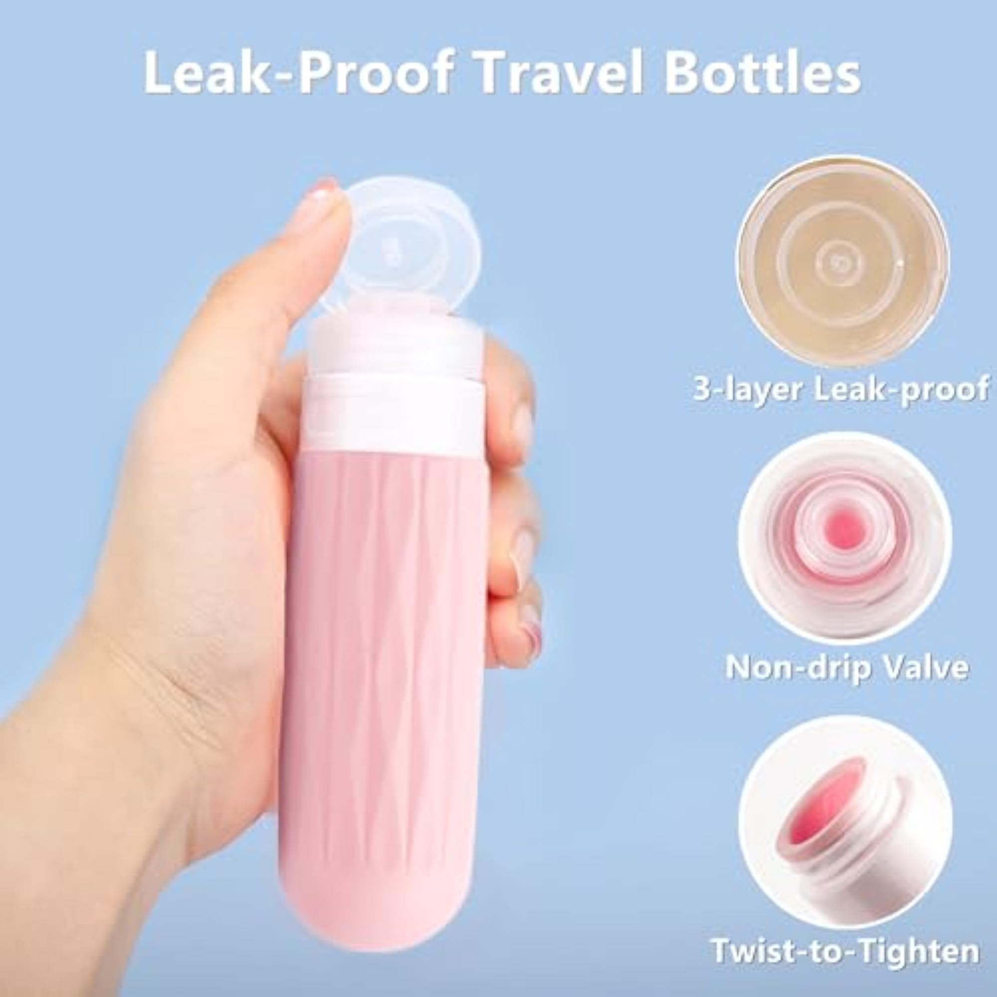 Travel Bottles for Toiletries, TSA Approved Silicone Containers