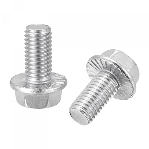 Image of uxcell M10x20mm Hex Serrated Flange Bolts Screws Metric Thread 304 Stainless Steel 6pcs