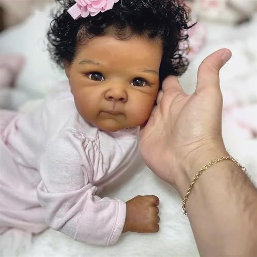 Muñeca Reborn Bebé Negra Vinilo 46 cm Realista miniatura 1