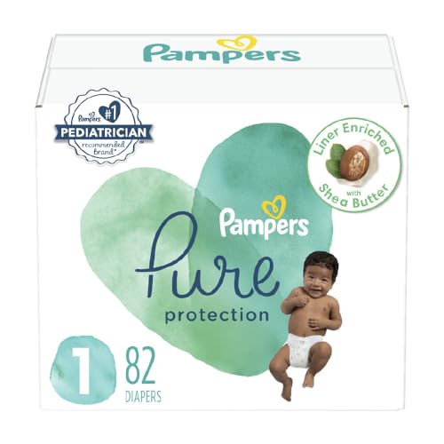 Image of Pampers Pure Protection Diapers - Size 1, 82 Count, (Pack of 1) Hypoallergenic Premium Disposable Baby Diapers