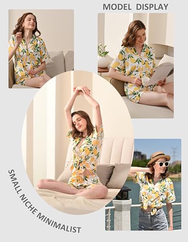 Image of NAP BOUND 100% Cotton Pajamas for Women Sets 2 Pieces Pjs Button short sleeves with Pockets Soft Sleepwear Loungewear XS-XXL