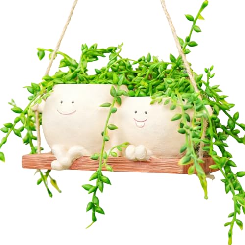 Jardinera de pared genérica, pequeña y divertida de resina de cuerda, maceta de cultivo y decoración de interiores, para jardín, ventana, cuarto de baño, sala de estar, cocina, apartamento