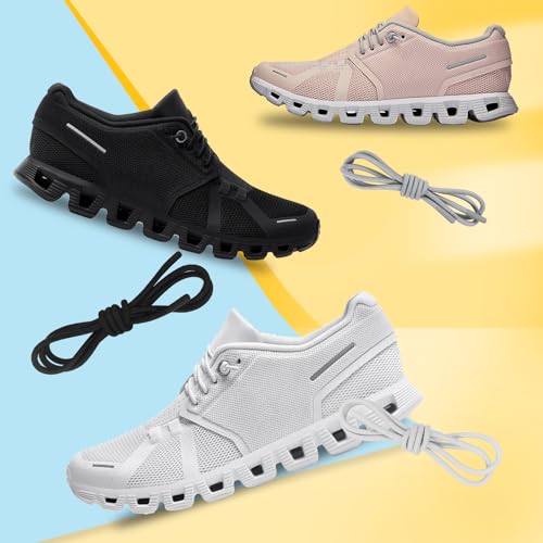Image of 2 Pairs Elastic Shoe Laces for On Cloud 5, 6 Sneakers | 1 /10 inch(2.5mm) Thin Stretch Round Shoelaces Shoe Strings Replacement, Bungee Speed Tieless No Tie Laces for Adults and Kids