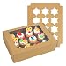 15-Set Cupcake Boxes Hold 12 Standard Cupcakes, Brown Cupcake Carrier, Cupcake Containers, Food Grade Kraft Cupcake Holders for Cookies, Bakeries, Muffins and Pastries