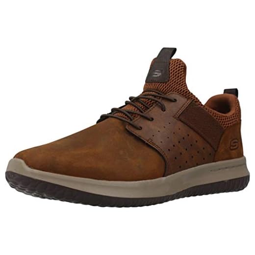 Skechers mens Delson - Axton Sneaker, Dark Brown, 7.5 US