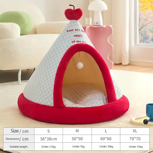 Yinghesheng Katzenhöhle Große Katzen, Hundehütte Indoor Katzenbett Flauschig Katzenhöhle XXL Süßes Hundezelt Luxery Geschlossenes Katzenbett für Indoor Outdoor, Rutschfestem Boden,50x50cm