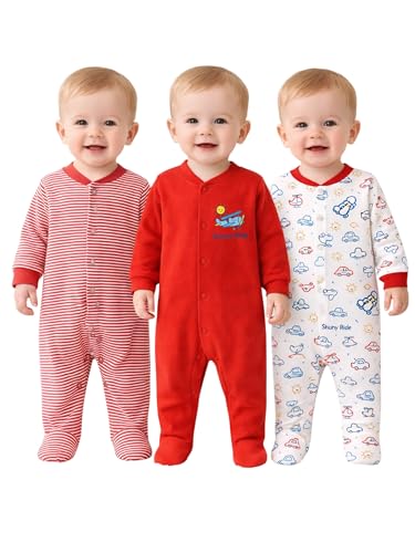 Image of Kidbee Baby Boys & Girls Full Sleeves Cotton Footed Romper Sleepsuit Pack of 3