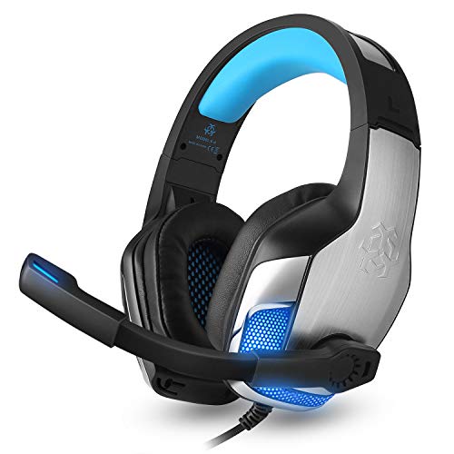 V-4 Gaming Over-Ear Headset for PS5 PS4 Switch Xbox One, Gaming Clear Sound Headphones All-in-One with Mic Stereo Surround Noise Reduction LED Lights Volume Control for Laptop, PC, Tablet, Cellphone